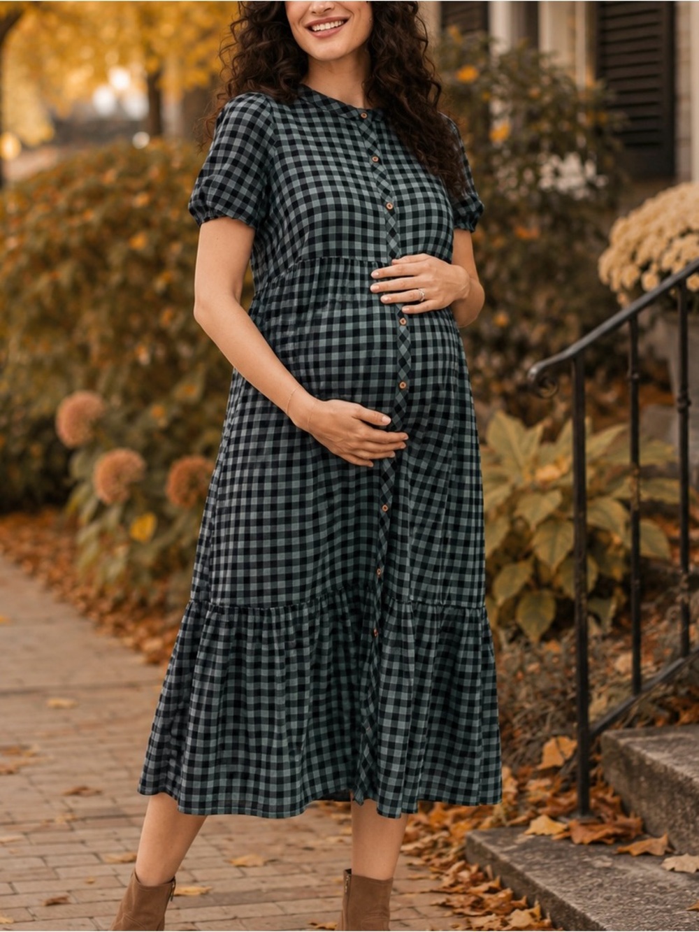 Little Planet by Carter’s Women's Muslin Plaid Button-Front Relaxed Fit Dress M
